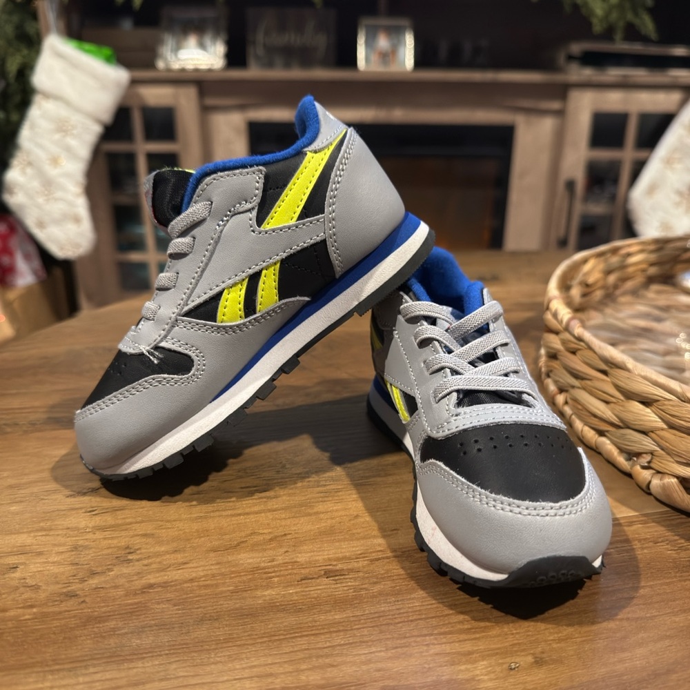 Kids Athletic Shoes - Gray, Black, and Yellow